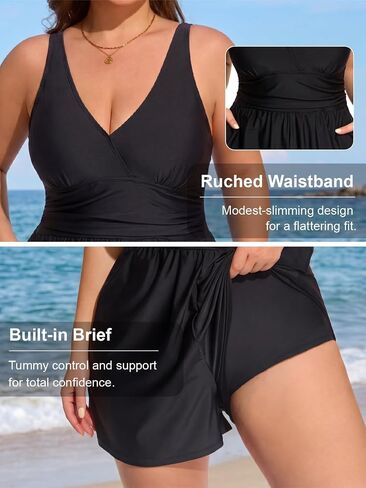 Smismivo Plus Size Swimsuits for Women One Piece Modest Swim Rompers Bathing Suit with Shorts and Pockets Swimwear 2026 in Kuwait