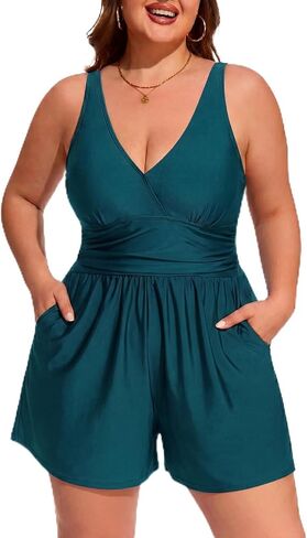 Smismivo Plus Size Swimsuits for Women One Piece Modest Swim Rompers Bathing Suit with Shorts and Pockets Swimwear 2026 in Kuwait