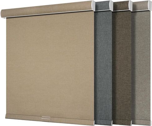 Boolegon Light Filtering Roller Shades for Indoor Windows, Pull Down Roller Blinds Cordless, Linen Fabric, Thermal Insulated UV Protection Shades for Home Bedroom Office Door, Beige, Custom Size in Saudi Arabia
