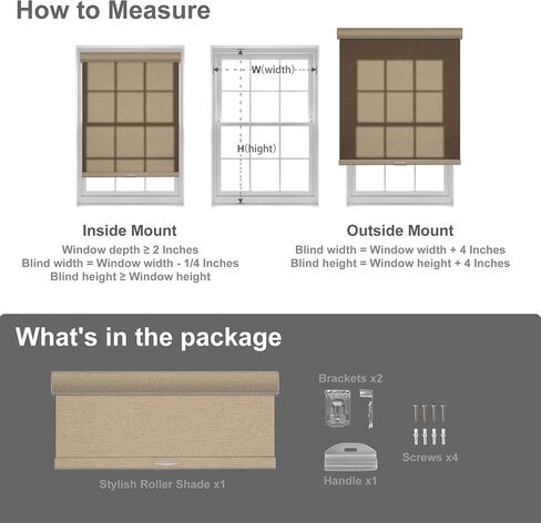 Boolegon Light Filtering Roller Shades for Indoor Windows, Pull Down Roller Blinds Cordless, Linen Fabric, Thermal Insulated UV Protection Shades for Home Bedroom Office Door, Beige, Custom Size in Saudi Arabia