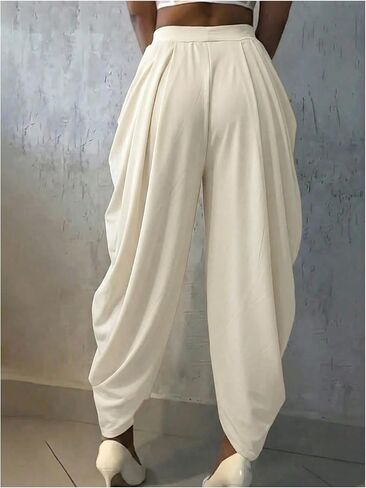 Verdusa Women's Wide Leg Work Pants Draped High Waist Barrel Pants Business Casual Trousers in Kuwait