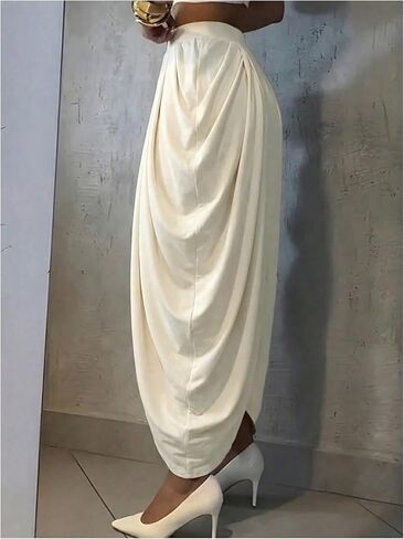 Verdusa Women's Wide Leg Work Pants Draped High Waist Barrel Pants Business Casual Trousers in Kuwait