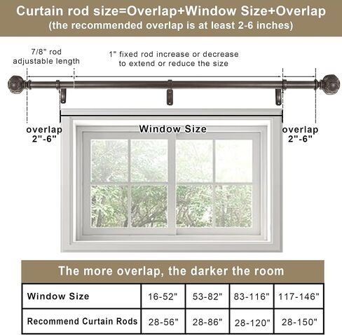 Windows Curtain Rods 28 to 56 Inch, 1 Inch Diameter Adjustable Heavy Duty Curtain Rod with Solid Aluminum Alloy Brackets, Single Decorative Drapery Rod for Sliding Glass Door, Living Room, Wood Grain in Saudi Arabia