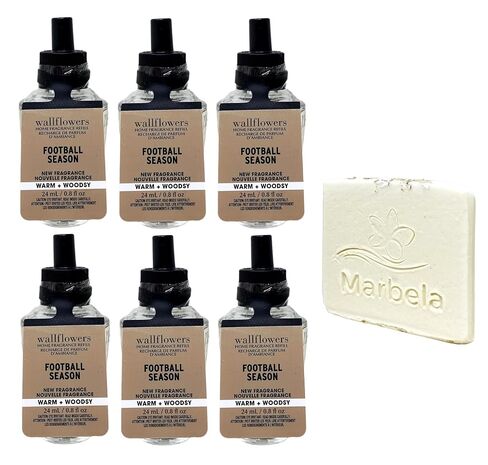 Bath & Body Works Football Season 6 Pack Wallflowers Home Fragrance Refill Bundle with a Natural Oats Sample Soap in Kuwait
