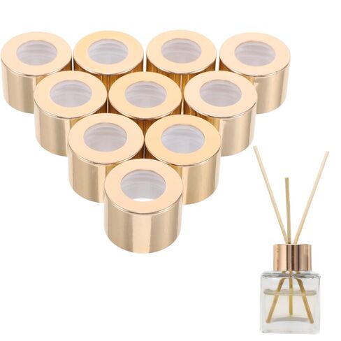 FOMIYES 10pcs Diy Reed Diffuser Replacement Lids Tooth Fragrance Bottle Caps Gold Leak Proof Glass Diffuser Bottle Stopper（1.06 x 1.06 x 0.78 inches） in Kuwait