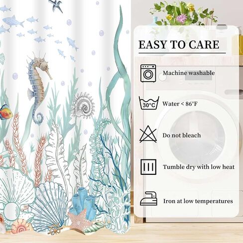Nautical Coastal Blackout Curtains Teal Ocean Seahorse Seashell Coral Curtain Drapes Grommet Tropical Under The Sea Marine Life Beach Window Drapes for Bedroom Living Room 2 Panel Set 42x84Inch in Saudi Arabia