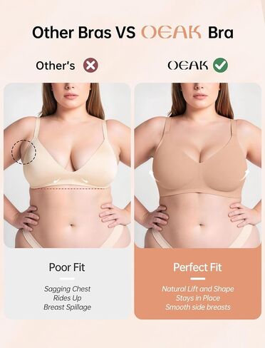 OEAK 2026 Wireless Jelly Bra for Women Push Up Bralette Seamless Full Coverage Comfortable Convertible Everyday Tshirt Bras Sand 38B in Kuwait