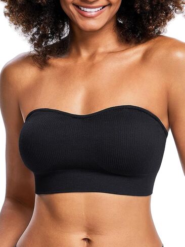 Women's Strapless Bra with Non Slip Silicone Wireless Bandeau Bralette Seamless Comfort Padded Push Up Tube Bras in Saudi Arabia