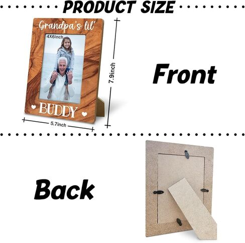 Grandpa Gift, Rustic Wood Photo Frame Gifts - Grandpa's Lil' Buddy, Suitable for Father's Day Grandparent's Day Birthday, Family Photo Frame, Farmhouse Home Decor, Display on Tabletop, Desk 4x6 Inch in Kuwait