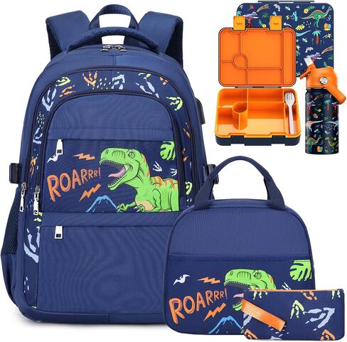 ACSEAK Boys Backpack - 5Pcs Backpack for Boys with Insulated Lunch Bag, Leakproof Lunch Box Water Bottle & Pencil Case, Astronaut School Backpacks for Kids Kindergarten Elementary(Red Car) in Saudi Arabia