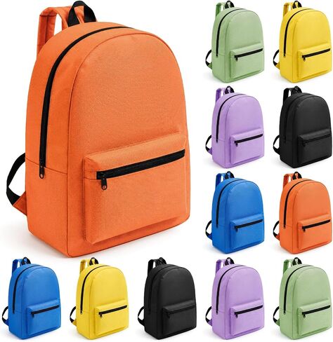 12 Pack Backpacks Bulk, 17 Inch Lightweight Bookbags with Adjustable Shoulder Straps, Backpack Bags for Outdoor Activities, Travel, Gym, Corporate Events, Donations in Saudi Arabia