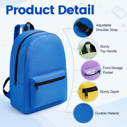 12 Pack Backpacks Bulk, 17 Inch Lightweight Bookbags with Adjustable Shoulder Straps, Backpack Bags for Outdoor Activities, Travel, Gym, Corporate Events, Donations in Saudi Arabia
