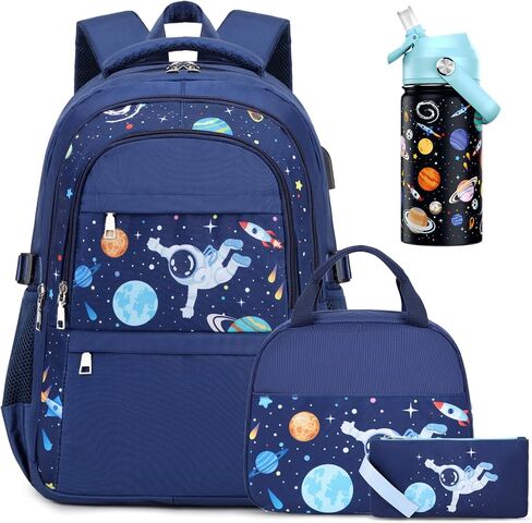 ACSEAK Boys Backpack - 5Pcs Backpack for Boys with Insulated Lunch Bag, Leakproof Lunch Box Water Bottle & Pencil Case, Astronaut School Backpacks for Kids Kindergarten Elementary(Red Car) in Saudi Arabia