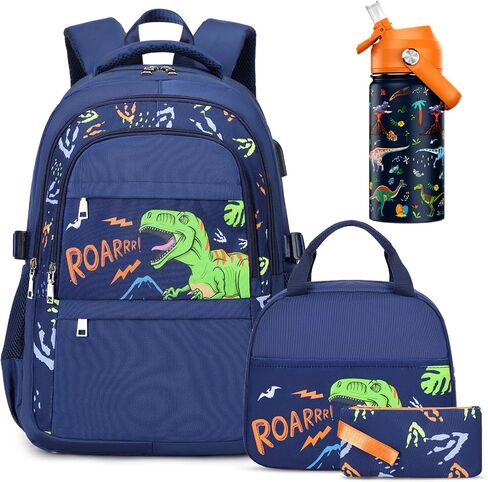 ACSEAK Boys Backpack - 5Pcs Backpack for Boys with Insulated Lunch Bag, Leakproof Lunch Box Water Bottle & Pencil Case, Astronaut School Backpacks for Kids Kindergarten Elementary(Red Car) in Saudi Arabia