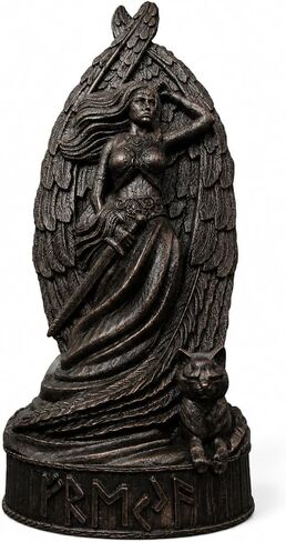 Freya Statue, Norse Pagan Decor, Goddess Statue Altar, Freyja Wood Sculpture Art, Altar Crafts, Creative Desktop Decorations (Wood) in Kuwait