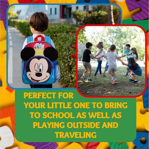 Disney Mickey Mouse Backpack Boys 3D Bag For Kids Travel Nursery School Rucksack, Multicolour, One Size in Saudi Arabia