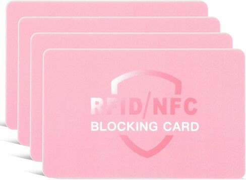 4 عبوات من بطاقات RFID تحجب بطاقة واحدة تحمي المحفظة بأكملها للنساء رفيعة مضادة للسرقة وواقي جواز السفر الائتماني بدون تلامس يناسب المحفظة/المحفظة (وردي) in Kuwait