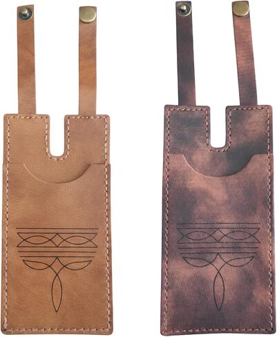 2-Piece Western Wallet for Women, Boot Wallet Women Western Style, Leather Wallet Set with Snap Strap for Cowboy Nights and Country Concerts, Brown and Tan Color Options in Saudi Arabia