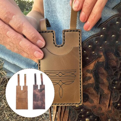 2-Piece Western Wallet for Women, Boot Wallet Women Western Style, Leather Wallet Set with Snap Strap for Cowboy Nights and Country Concerts, Brown and Tan Color Options in Saudi Arabia