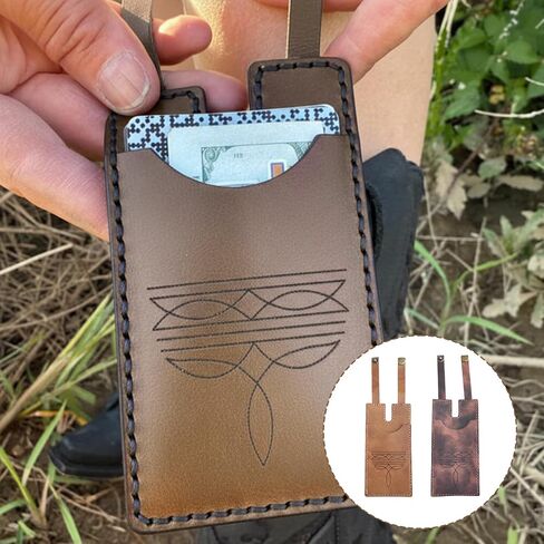 2-Piece Western Wallet for Women, Boot Wallet Women Western Style, Leather Wallet Set with Snap Strap for Cowboy Nights and Country Concerts, Brown and Tan Color Options in Saudi Arabia