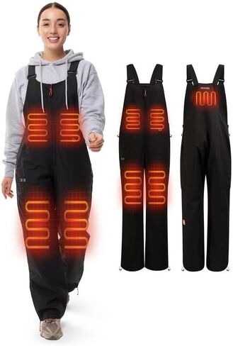 HENNCHEE Heated Insulated Bib Overalls for Women with 16000mAh Power Bank, Outdoor Snow bibs Warm Skiing Snowboard Pants in Saudi Arabia