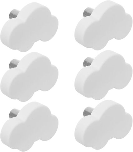 6pcs White Cartoon Soft Rubber Cabinet Knobs Cute Drawer Handles for Room Dresser Closet Nursery Decoration in Kuwait