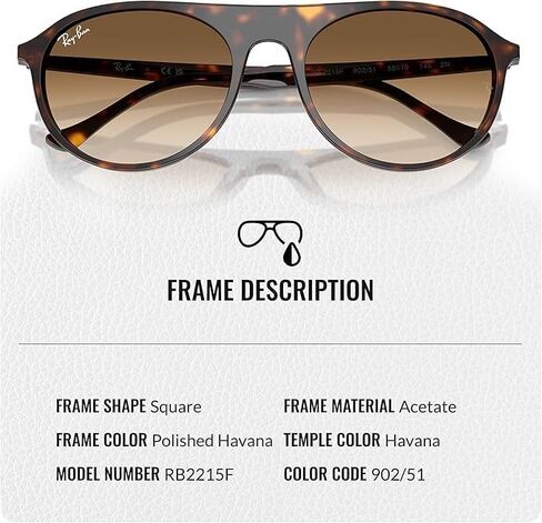 Ray-Ban RB2215F LOW BRIDGE FIT نظارة شمسية مربعة الشكل مع مجموعة نظارات RayBan الرسمية in Kuwait