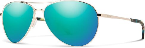 نظارات SMITH Langley 2 Aviator الشمسية - نظارات للرجال والنساء، حماية 100% من الأشعة فوق البنفسجية للمناسبات الخارجية، القيادة، الشاطئ - إطار معدني ذهبي + عدسات مرآة مستقطبة من Opal ChromaPop in Kuwait