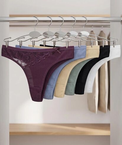 Cotton Underwear for Women Lace Sexy Thongs Soft Breathable Ladies Panties 6 Pack in Kuwait