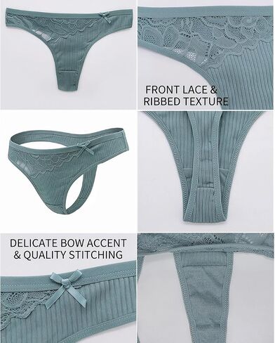 Cotton Underwear for Women Lace Sexy Thongs Soft Breathable Ladies Panties 6 Pack in Kuwait