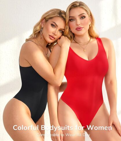 LODAY Shapewear Bodysuits for Women V Neck Tank Top Bodysuit Thong Body suits Slim Fit in Saudi Arabia