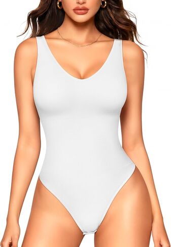 LODAY Shapewear Bodysuits for Women V Neck Tank Top Bodysuit Thong Body suits Slim Fit in Saudi Arabia