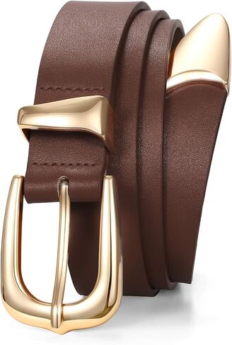 SANSTHS Belts for Women Fashion Waist Band with Gold Buckle, Women Leather Belts for Jeans Pants Dresses in Saudi Arabia