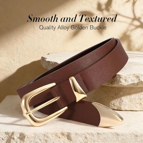 SANSTHS Belts for Women Fashion Waist Band with Gold Buckle, Women Leather Belts for Jeans Pants Dresses in Saudi Arabia