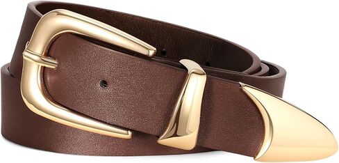 SANSTHS Belts for Women Fashion Waist Band with Gold Buckle, Women Leather Belts for Jeans Pants Dresses in Saudi Arabia