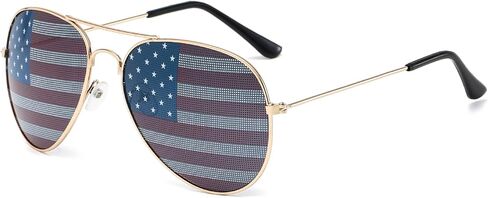 American Flag Glasses USA Flag Mirror Aviator Sunglasses For 4th Of July Independence Day Patriotic For Men Women in Kuwait