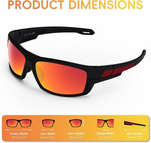 2 Pack Polarized Sports Sunglasses for Men TR90 Wrap Around UV Protection for Running Driving Fishing Cycling in Saudi Arabia