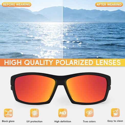2 Pack Polarized Sports Sunglasses for Men TR90 Wrap Around UV Protection for Running Driving Fishing Cycling in Saudi Arabia