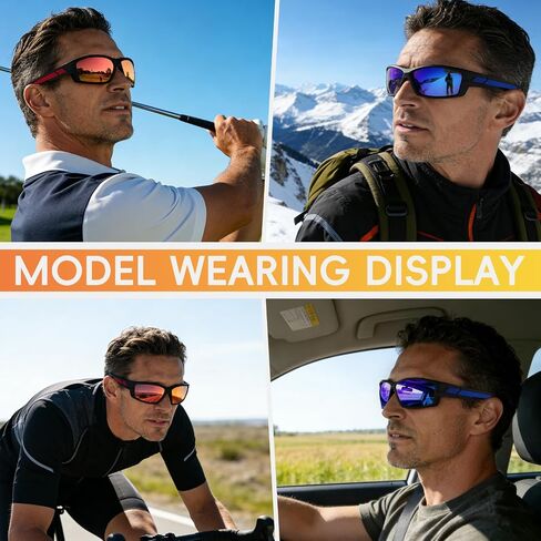 2 Pack Polarized Sports Sunglasses for Men TR90 Wrap Around UV Protection for Running Driving Fishing Cycling in Saudi Arabia