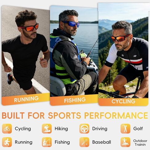 2 Pack Polarized Sports Sunglasses for Men TR90 Wrap Around UV Protection for Running Driving Fishing Cycling in Saudi Arabia