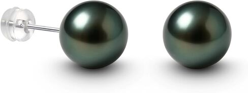 Genuine Tahitian Black Pearl Earrings for Women, 8-11mm AAAA Handpicked Natural Black Pearl Stud Earrings with 18K Gold Earring Posts, Luxury Birthday Gifts for Wife, Women, Mother, Girlfriend, in Saudi Arabia