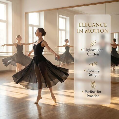 Long Dance Wrap Skirt Women, Long Sheer Ballet Wrap Skirt Women, Adjustable Tie Waist Chiffon Dance Skate Skirts Dancewear for Adult Ladies Black in Saudi Arabia