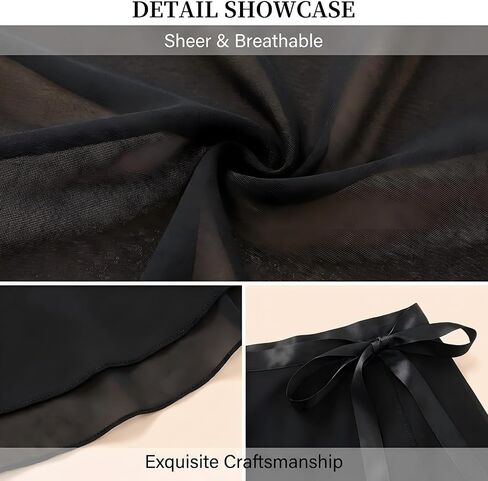 Long Dance Wrap Skirt Women, Long Sheer Ballet Wrap Skirt Women, Adjustable Tie Waist Chiffon Dance Skate Skirts Dancewear for Adult Ladies Black in Saudi Arabia