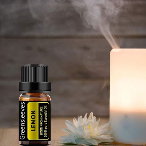 GREENSLEEVES Lemon Essential Oil, 10ml Pure Plant-Based Fragrance Oil for Aromatherapy, Essential Oils for Diffuser, Air Freshener, Massage, Bath Bomb, Scented Candle Soap Making in Saudi Arabia