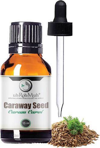 Caraway Seed Essential Oil | 15 ml | Carum carvi | Steam Distilled from Seeds | Sweet Spicy Aroma | Digestive & Aromatherapy Support | Natural Middle Note | Pure & Undiluted | Egypt in Saudi Arabia