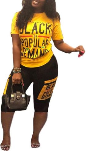 2 Piece Outfits for Women Summer Personality Letter Printed t-Shirt and Shorts Sportswear Set in Saudi Arabia