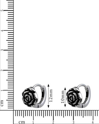 Small 925 Sterling Silver Hoop Earrings for Women Shaped Rose Flower Earrings Gothic Floral Jewelry for Valentine's Day in Kuwait