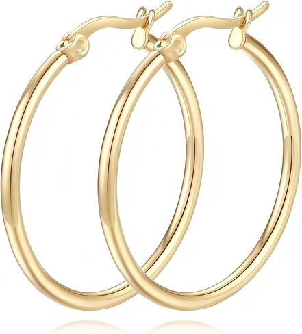 14K Gold Hoop Earrings, Gold Earrings for Women Hypoallergenic Lightweight Small Hoop Earring for Womens in Saudi Arabia