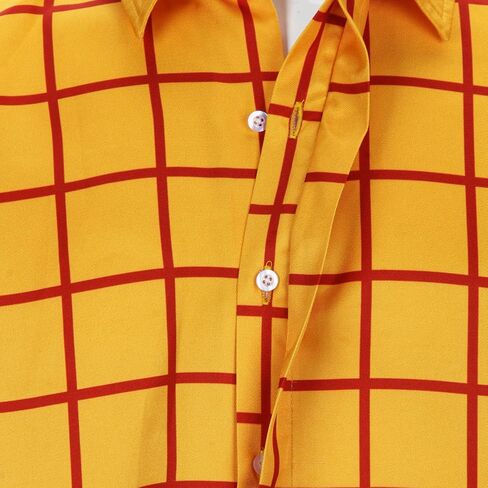 PARTYEVER Cowboy Costume Men's Lapel Tartan Shirt Cowboys Hat Vest Scarf With Sheriff Badge Halloween Outfits in Saudi Arabia
