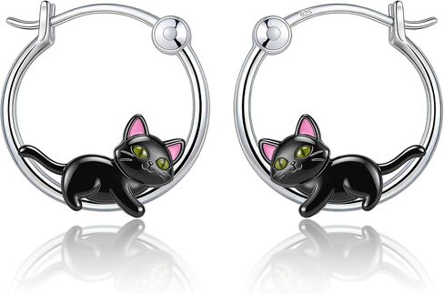 925 Sterling Silver Animal Hoop Earrings Collection, Capybara/Sloth/Pug/Cat/Frog/Snake/Fox/Dragon Designs, Hypoallergenic Small Hoops for Women, Cute Pet - Themed Jewelry in Saudi Arabia
